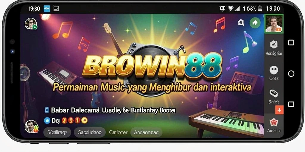 Tampilan screenshot BROWIN88 yang menunjukkan gameplay musik yang interaktif.