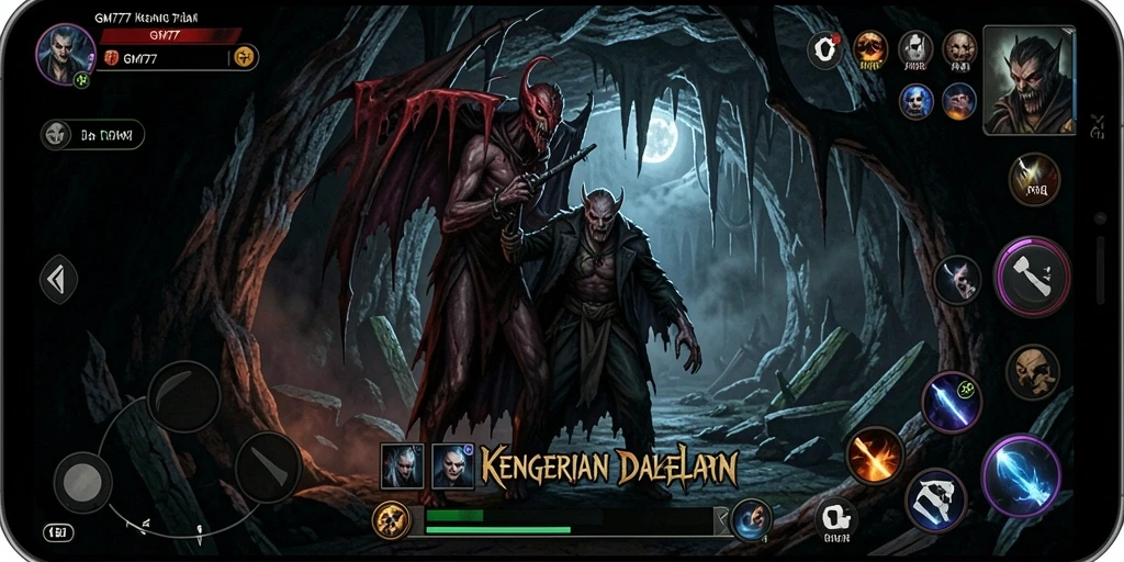 Screenshot gameplay GM777 menampilkan kengerian dan ketegangan yang mendalam.