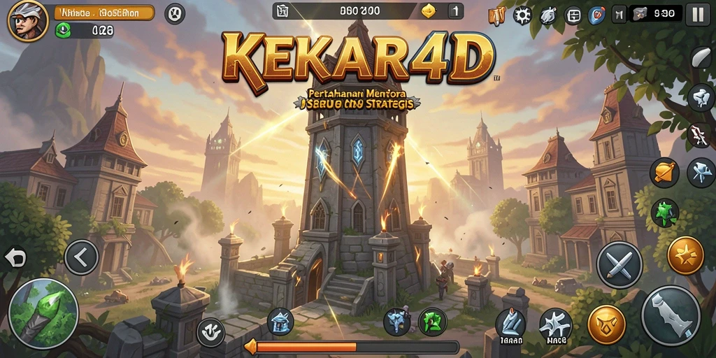 Tampilan gameplay seru dari KEKAR4D dengan menara yang siap bertahan.