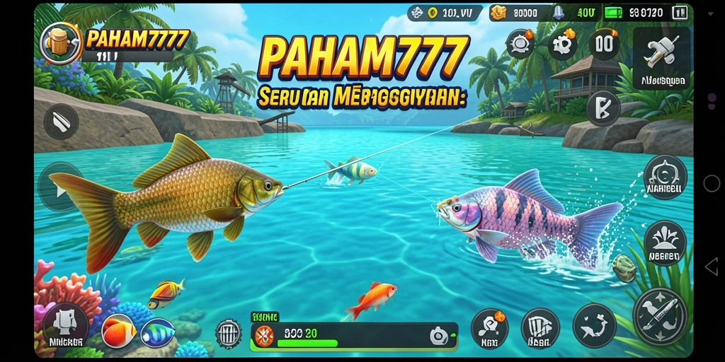 Tampilan gameplay PAHAM777 menampilkan aksi memancing yang seru dan mendebarkan.