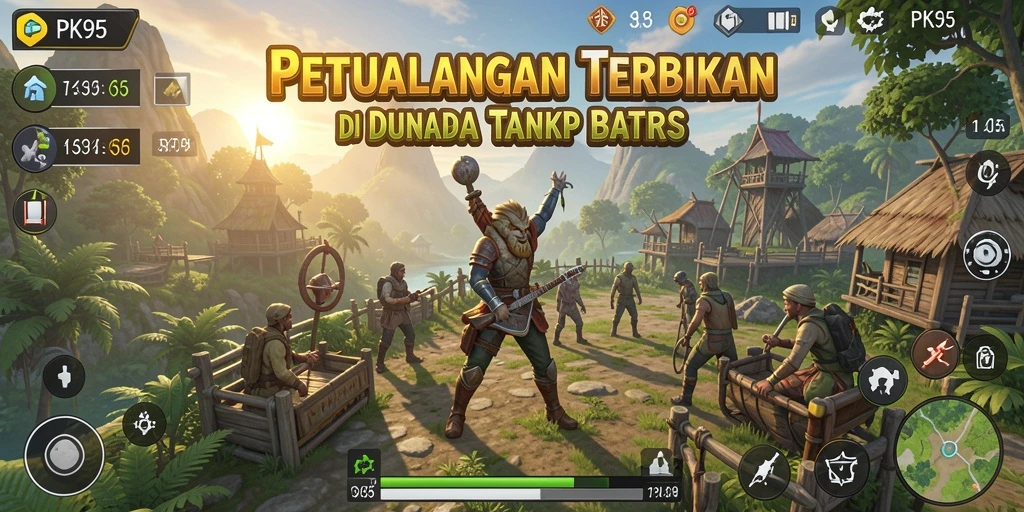 Tangkapan layar PK95 menunjukkan pemain menjelajahi dunia terbuka yang kaya dan dinamis.