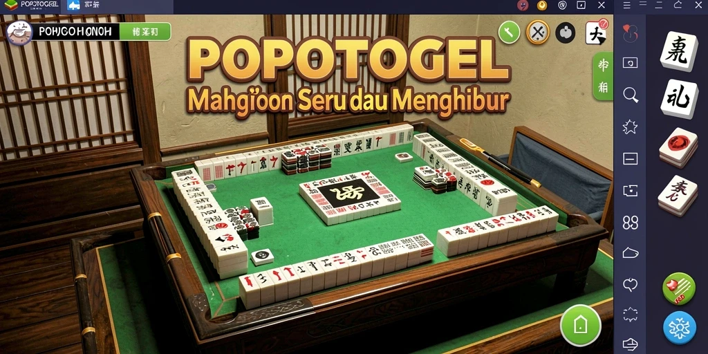 Screenshot permainan POPOTOGEL yang menampilkan tantangan Mahjong.