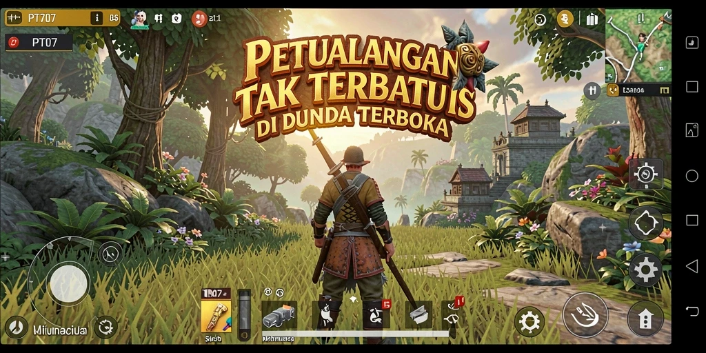 Screenshot gameplay PT707 menunjukkan petualangan seru di dunia terbuka.