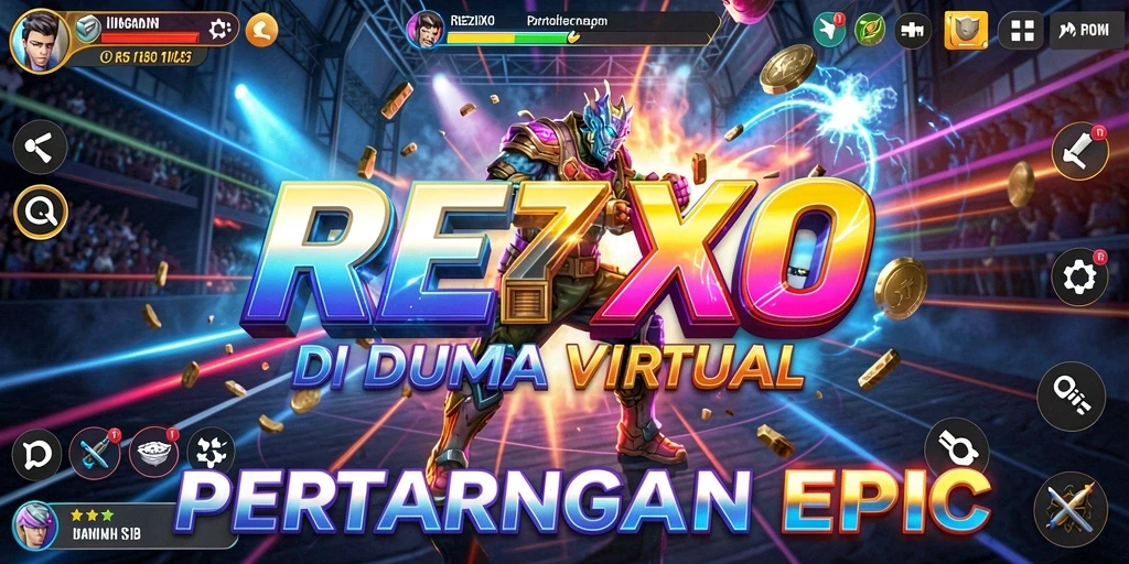 Screenshot REZIXO menunjukkan pertarungan karakter yang mendebarkan.