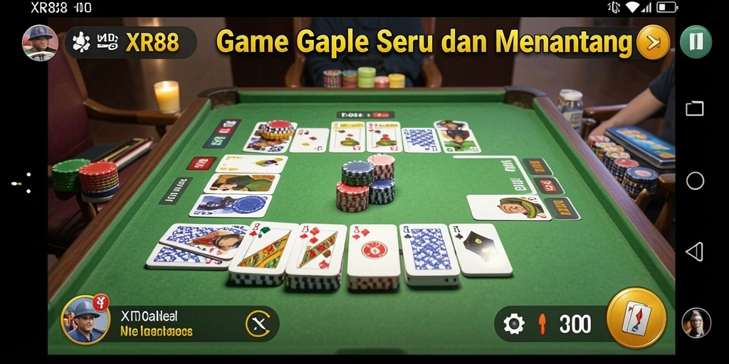 Tampilan gameplay seru dari XR88 dengan kartu Gaple yang khas.